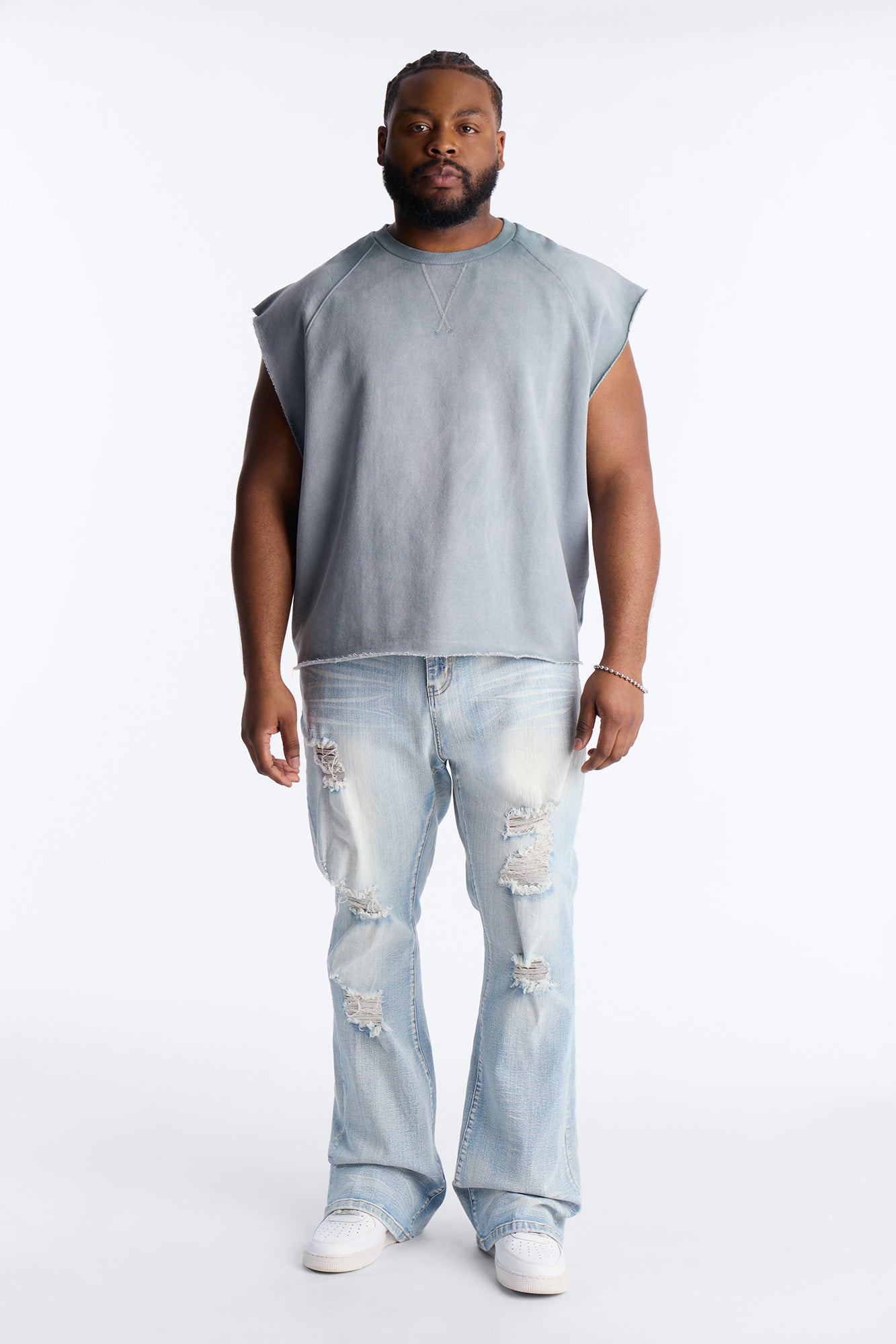 Stacked Skinny Flare Ripped Legacy Jeans - Light Wash