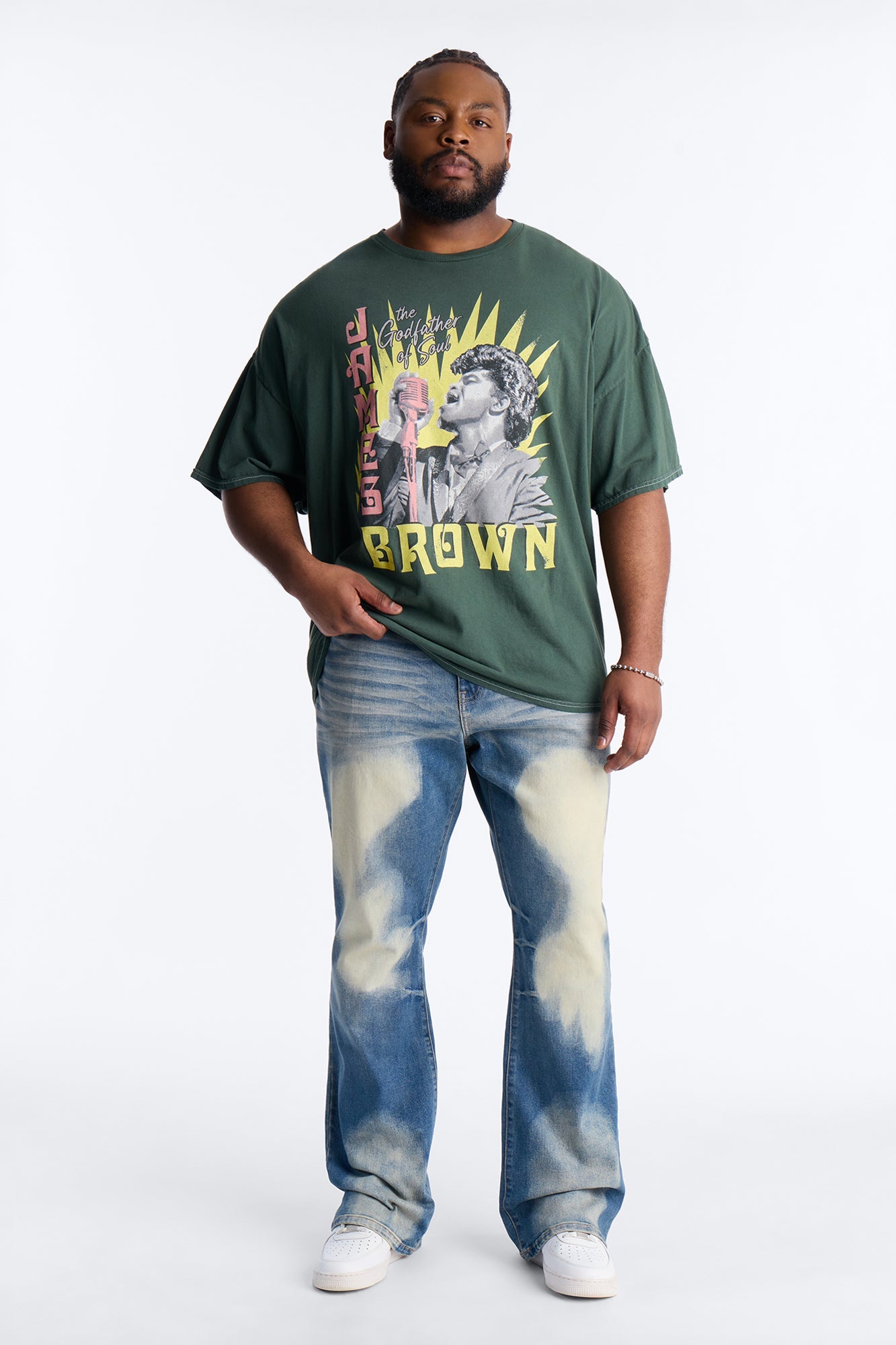 Stacked Skinny Flare Bleach Out Jean - Medium Blue Wash