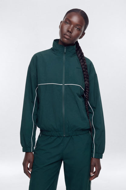 CoreNylon Mock Neck Full Zip Track Jacket - Green/combo