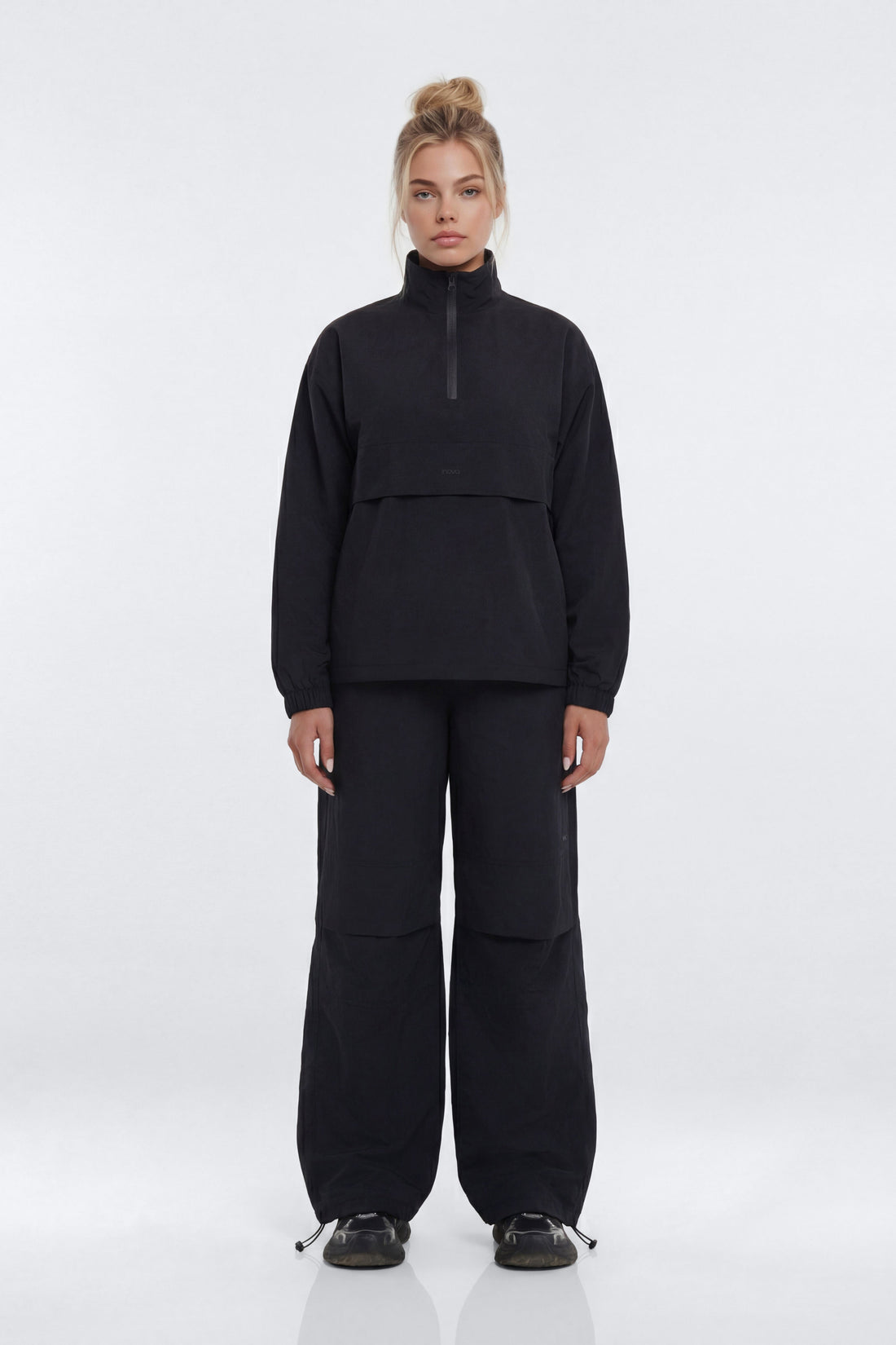 CoreNylon Mock Neck Half Zip Track Jacket - Black
