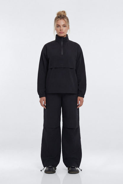 CoreNylon Mock Neck Half Zip Track Jacket - Black