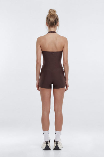 AirSculpt™ High Neck Halter Sports Tank - Brown