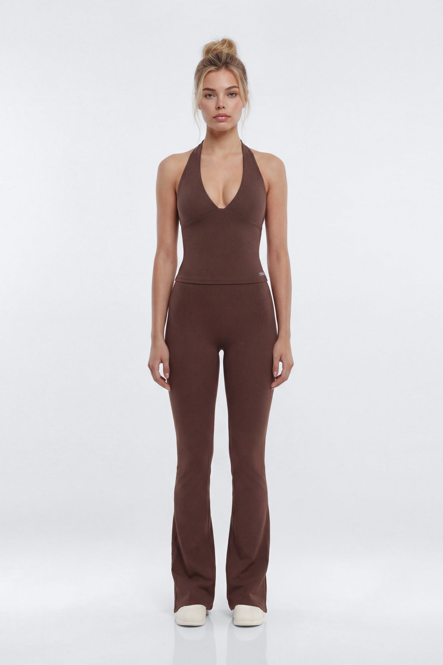 ProStretch™ V Neck Sports Halter Top - Brown