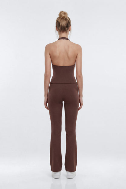 ProStretch™ V Neck Sports Halter Top - Brown