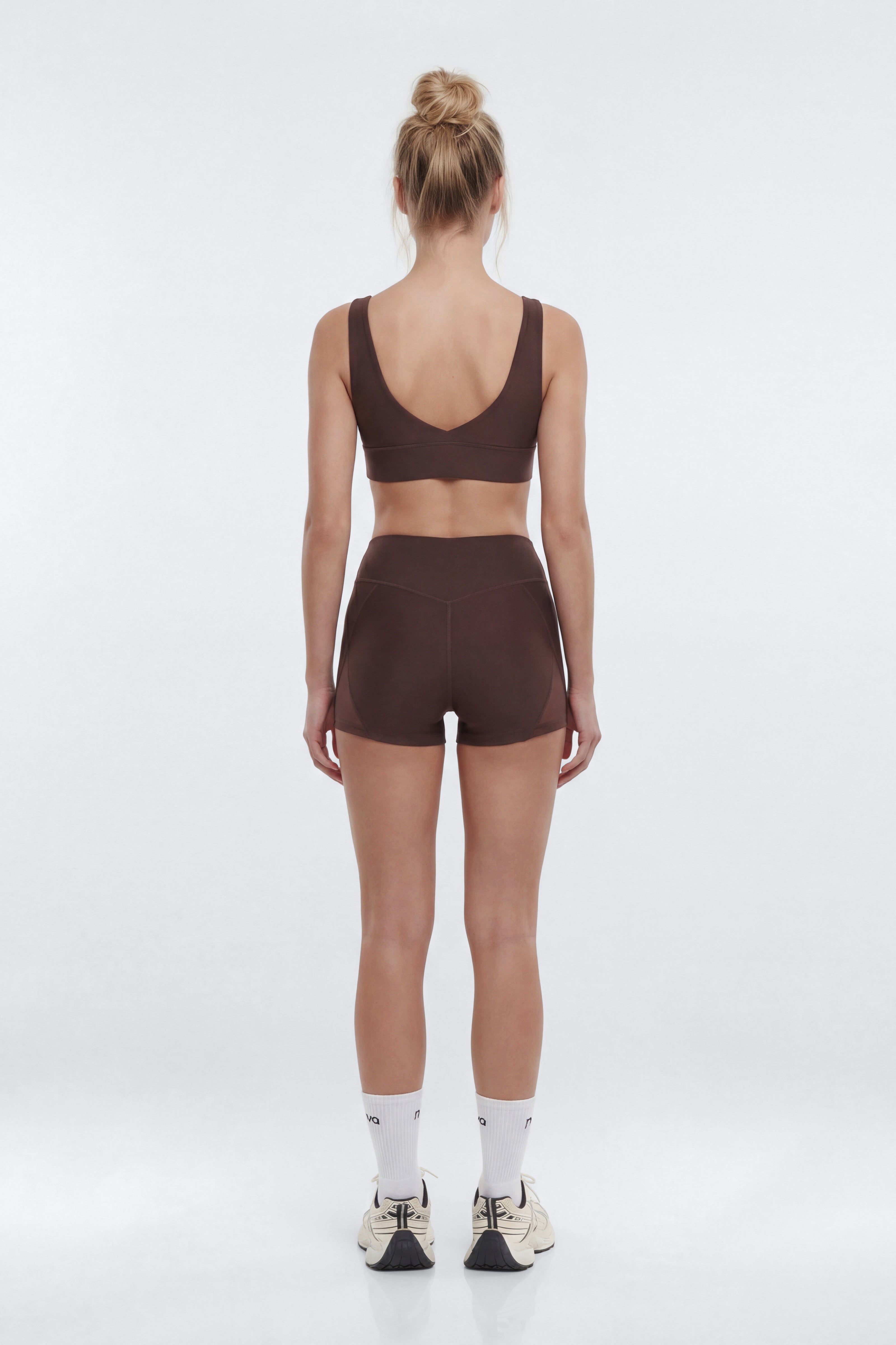 AirSculpt™ 3″ Mesh Contrast Sports Biker Short - Brown