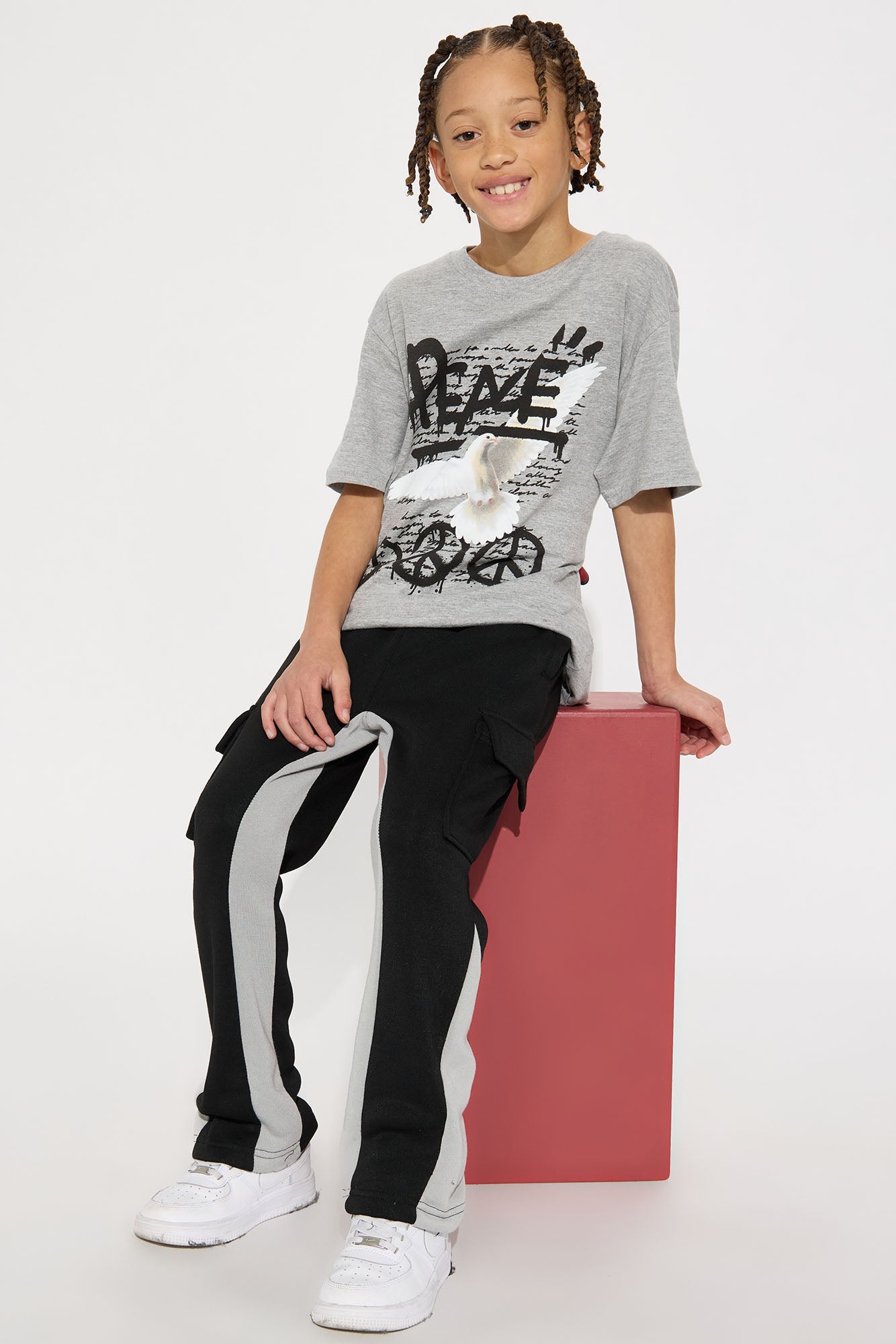 Mini Show A Little Cargo Flare Pant - Charcoal