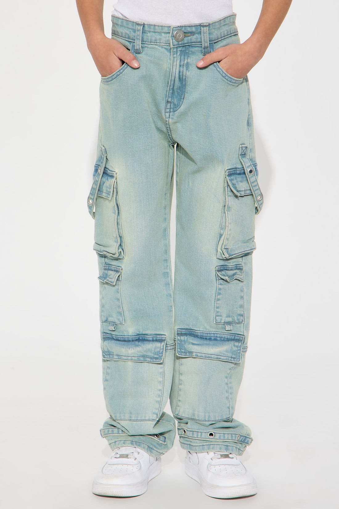 Mini Drake Cargo Wide Leg Denim Jean - Vintage Blue Wash