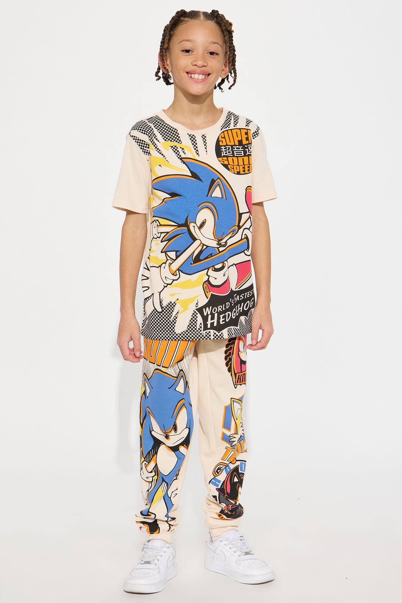 Mini Sonic The Fastest Hedgehog Jogger Set - Cream
