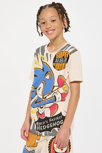 Mini Sonic The Fastest Hedgehog Jogger Set - Cream