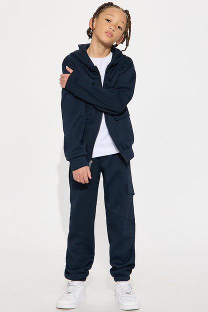 Mini Aiden 2 Piece Cargo Hoodie And Jogger Set - Navy