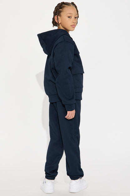 Mini Aiden 2 Piece Cargo Hoodie And Jogger Set - Navy