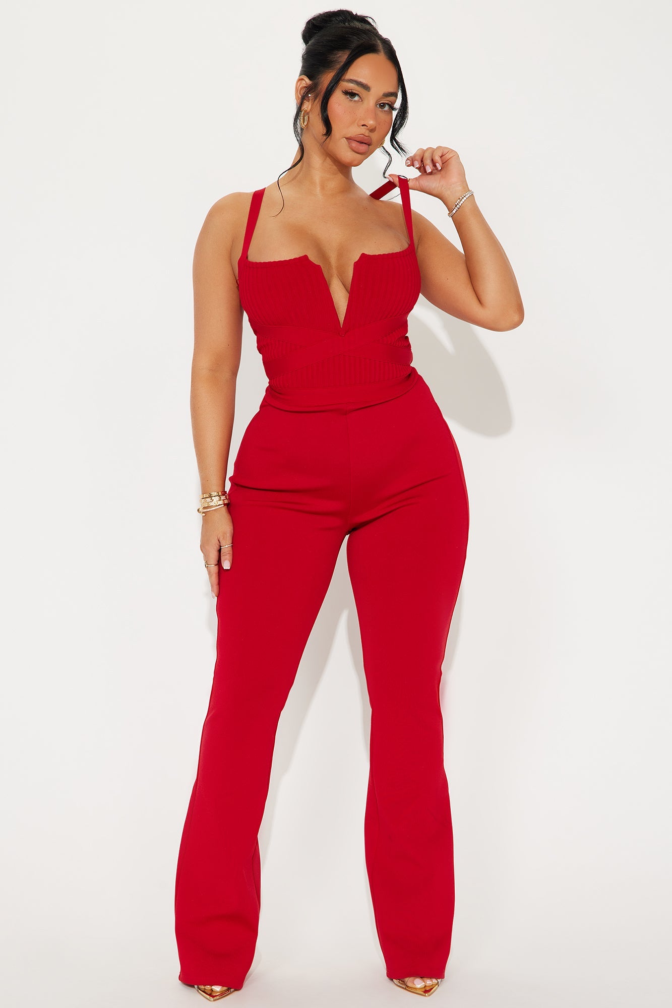 Misty Bandage Jumpsuit - Red