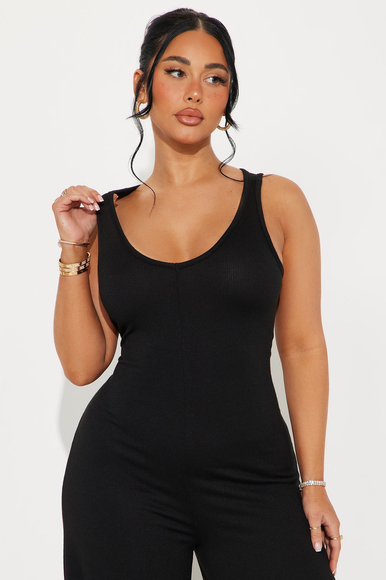 Making My Way Ribbed Jumpsuit - Black