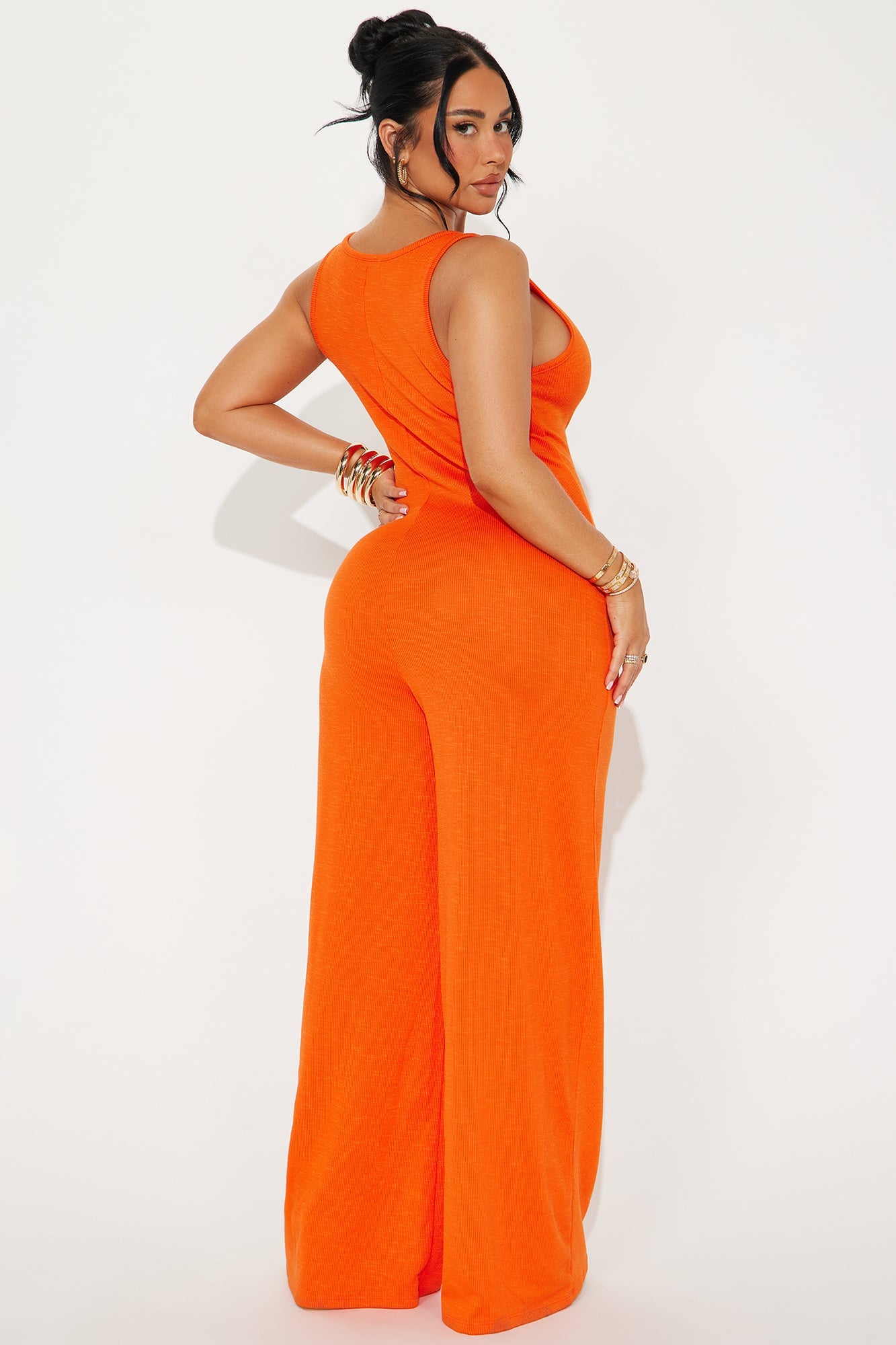 Making My Way Ribbed Jumpsuit - Orange