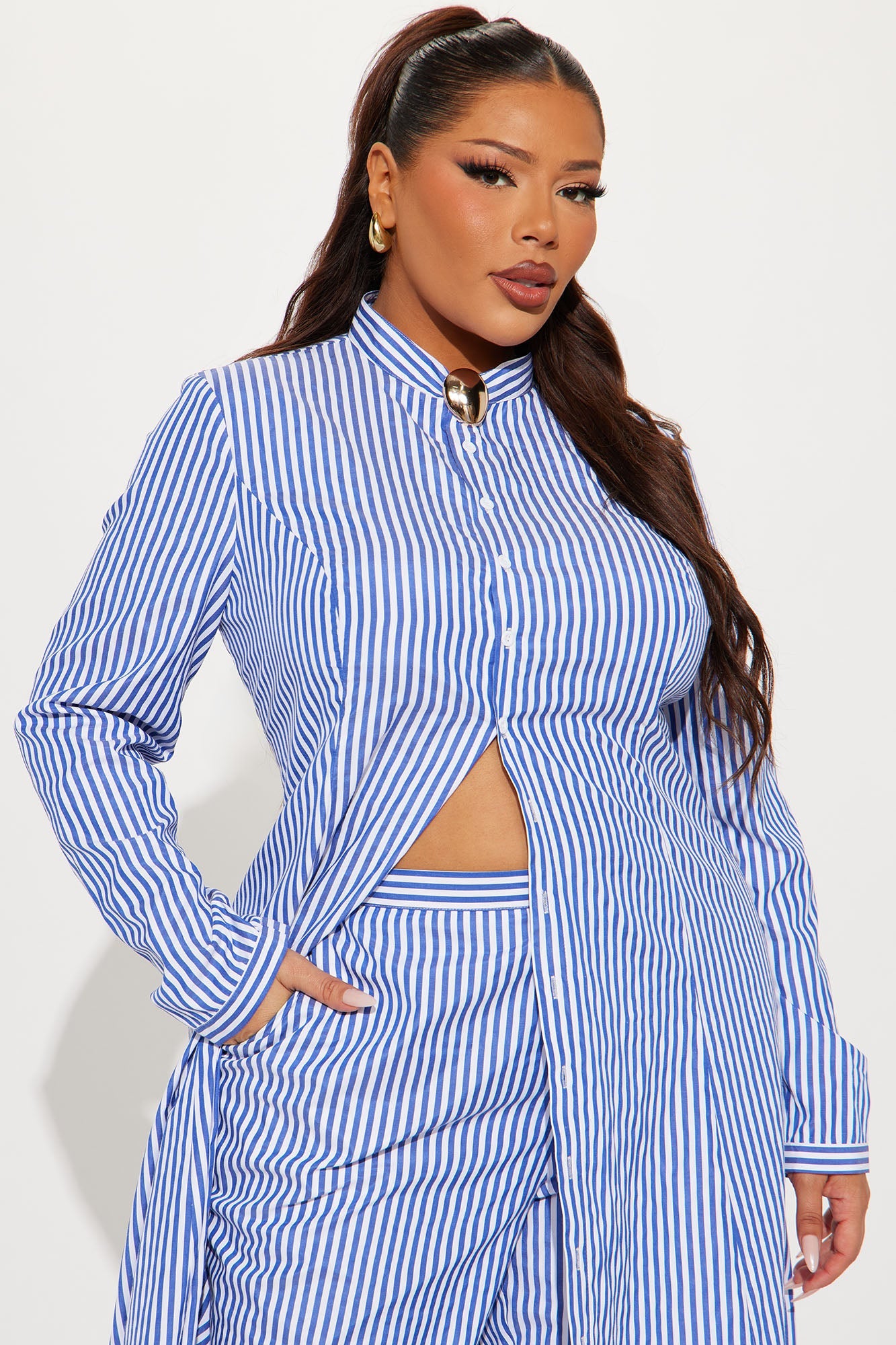 Yacht Trip Stripe Pant Set - White/Blue