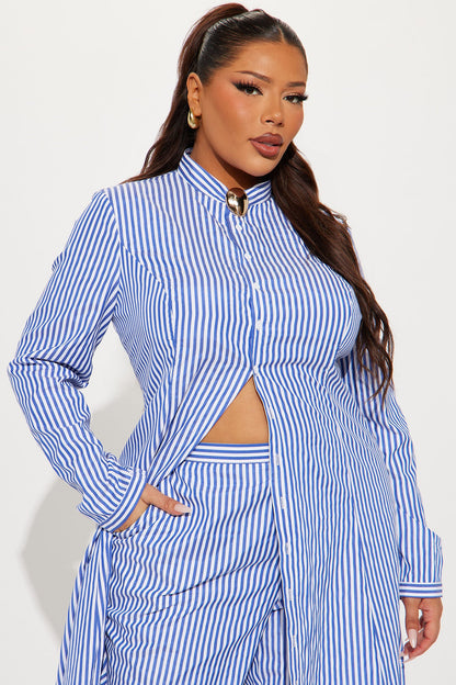Yacht Trip Stripe Pant Set - White/Blue