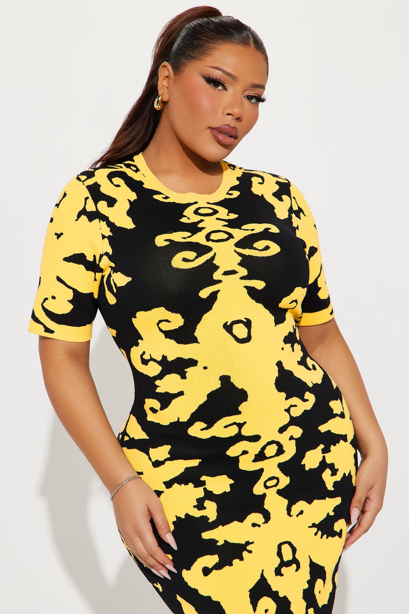 Alex Bandage Knit Maxi Dress - Yellow/combo