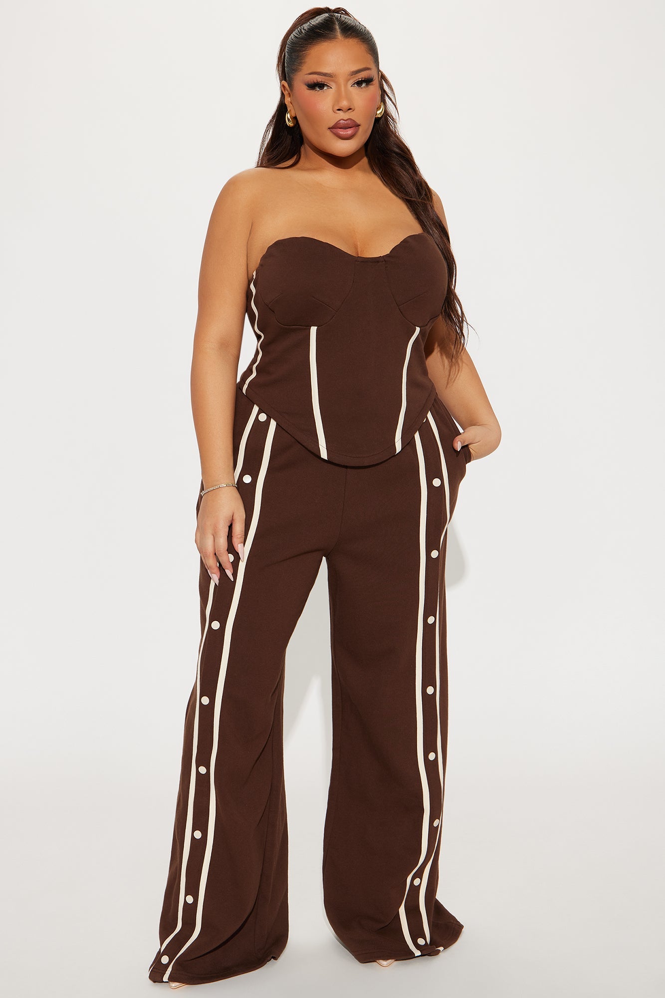 Sara Fleece Track Pant Set - Chocolate