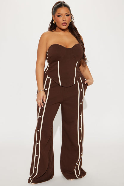Sara Fleece Track Pant Set - Chocolate