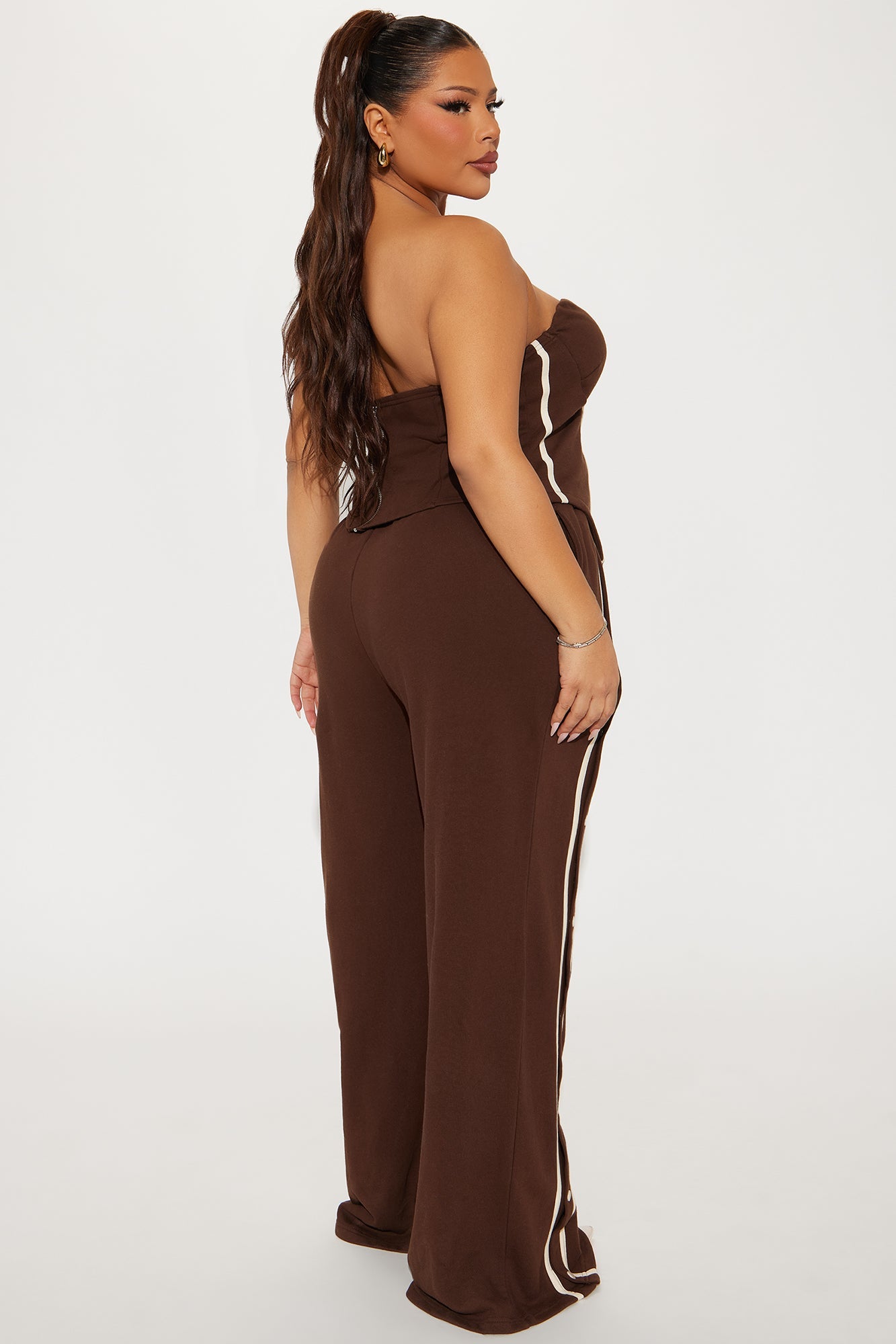 Sara Fleece Track Pant Set - Chocolate