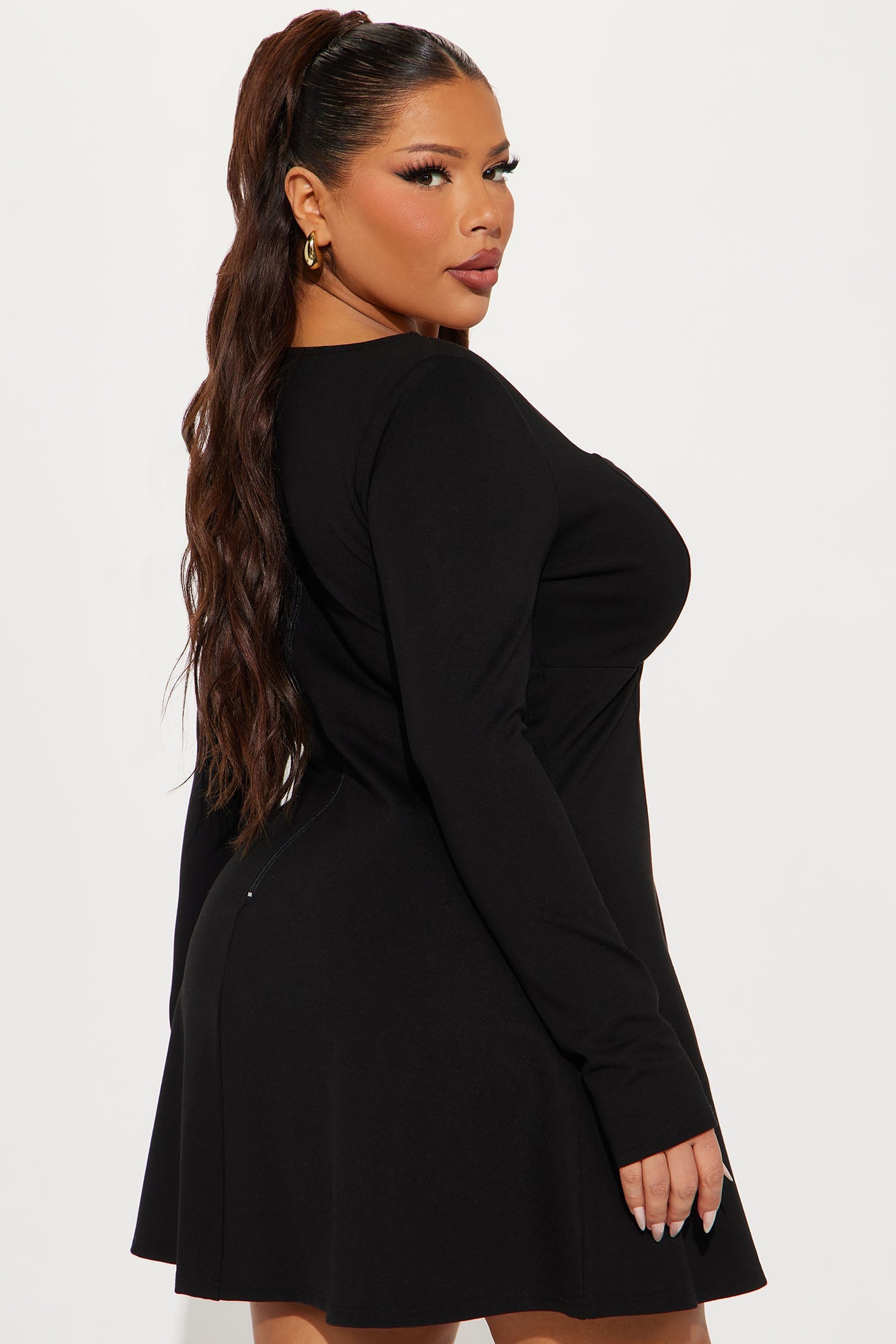 Amelia Ponte Mini Dress - Black