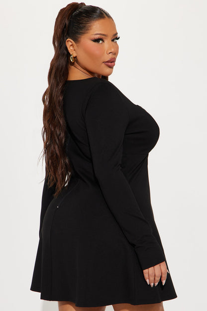 Amelia Ponte Mini Dress - Black