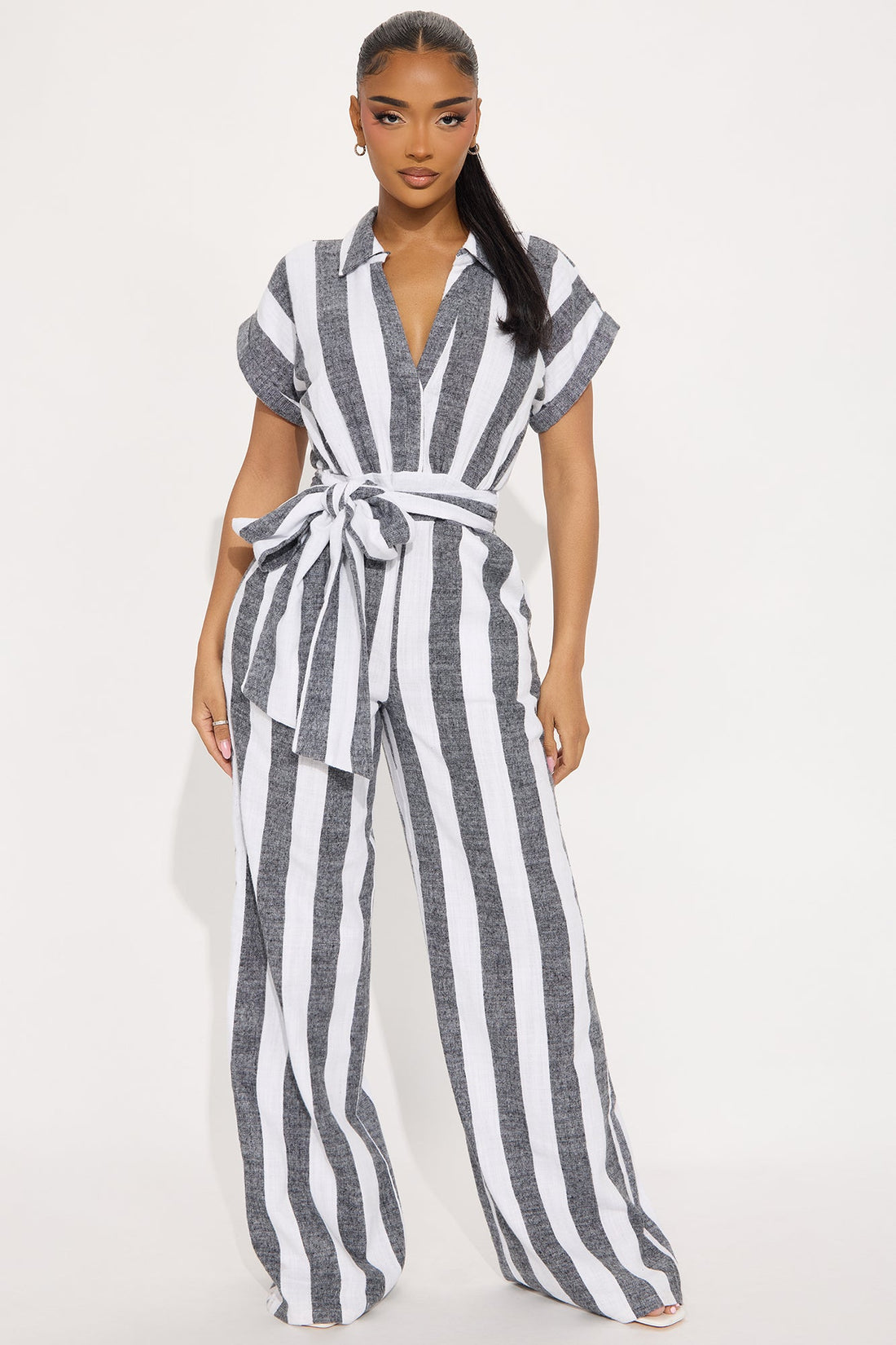 East Cost Linen Jumpsuit - Grey/combo