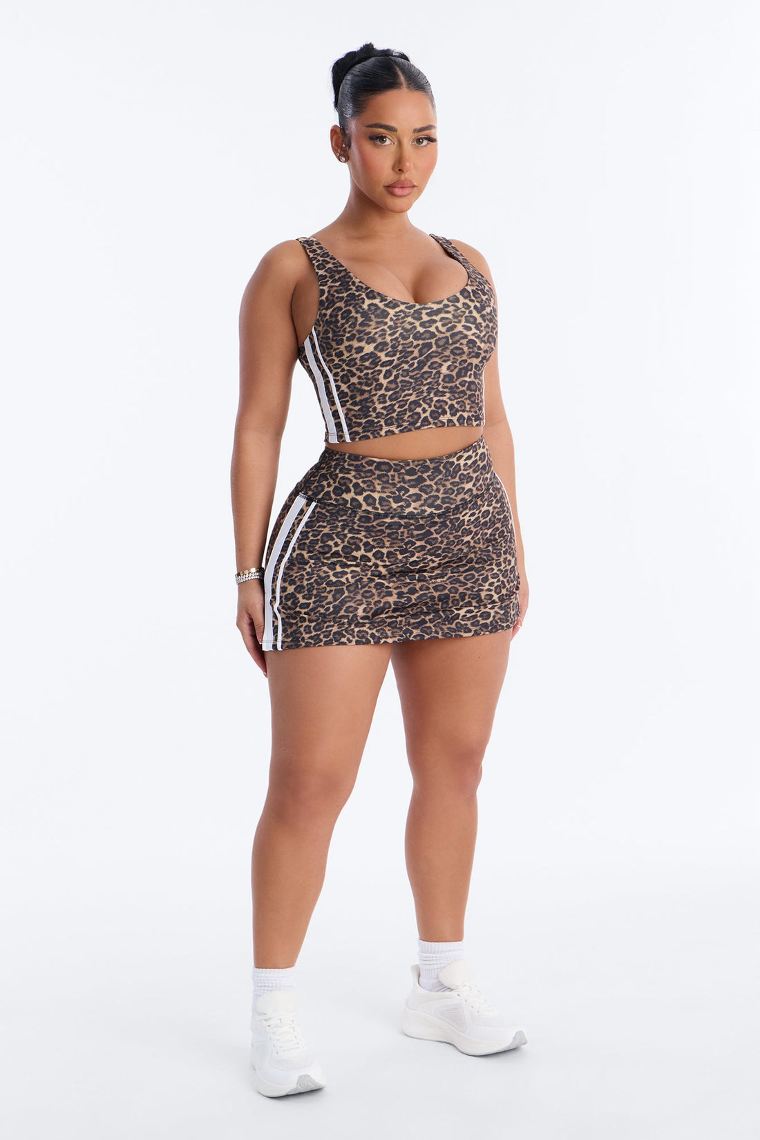 Wild Enough Leopard Mini Skirt Set - Brown Combo