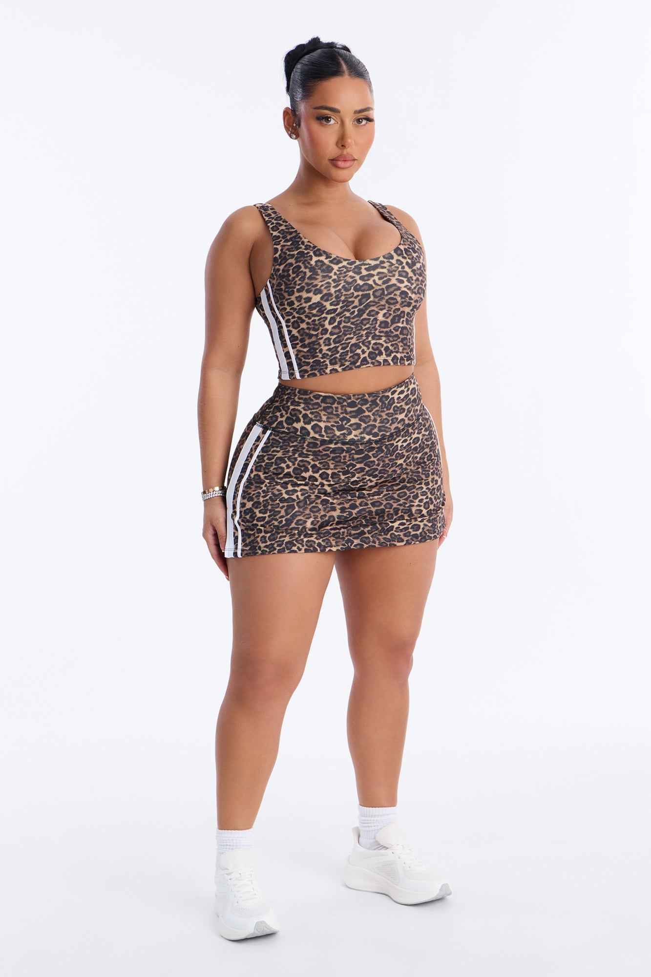 Wild Enough Leopard Mini Skirt Set - Brown Combo