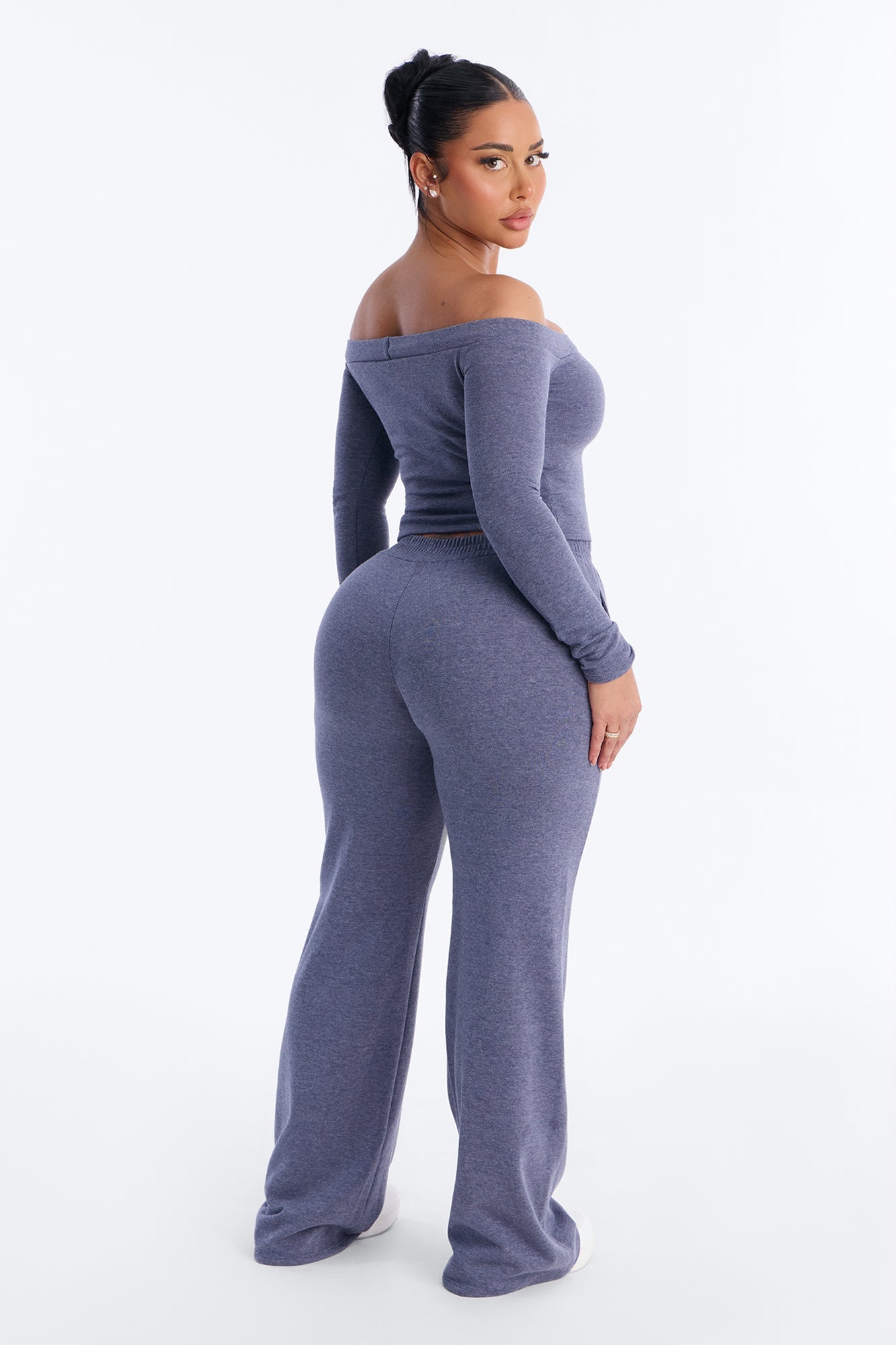 Easy Going Off Shoulder Pant Set - Navy