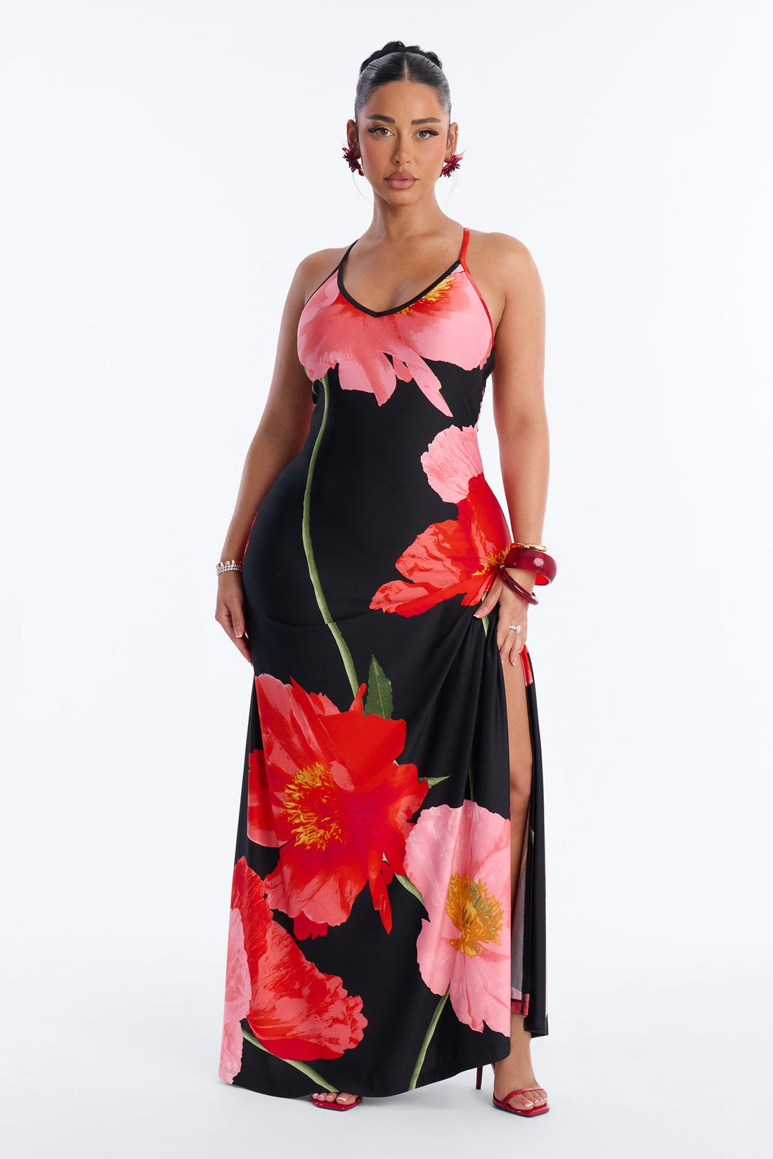 Taylor Strappy Back Maxi Dress - Red/combo