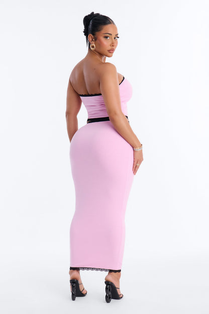 Your Darling Double Lined Ribbed Skirt Set - Pink
