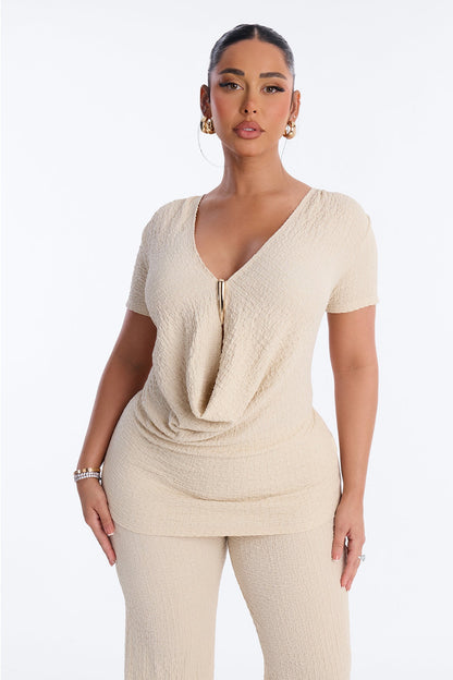 Sandra Textured Pant Set - Cream