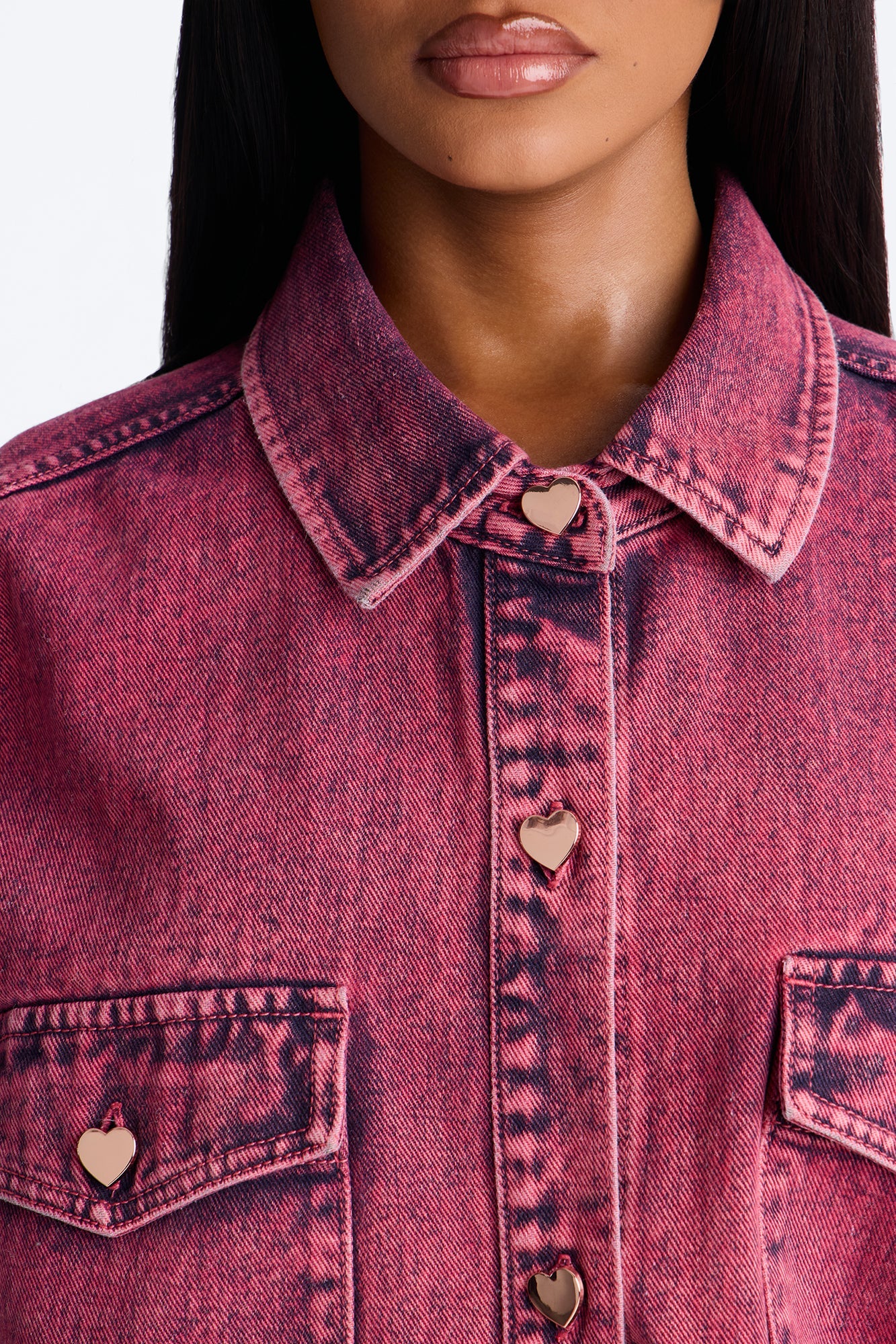 Love You More Denim Shacket - Pink