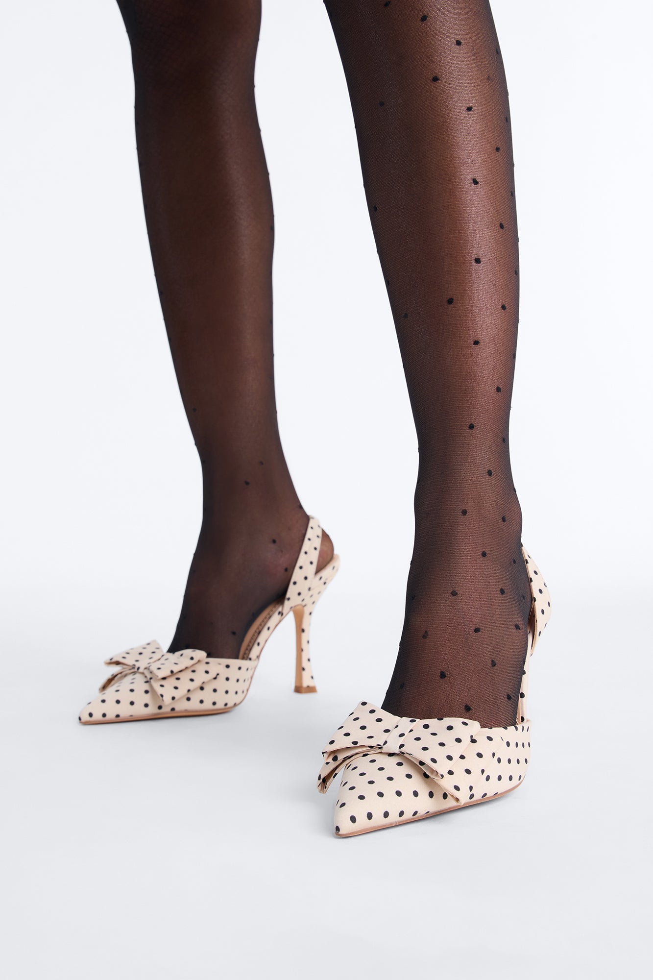 Shafina Bow Polka Dot Pumps - Ivory