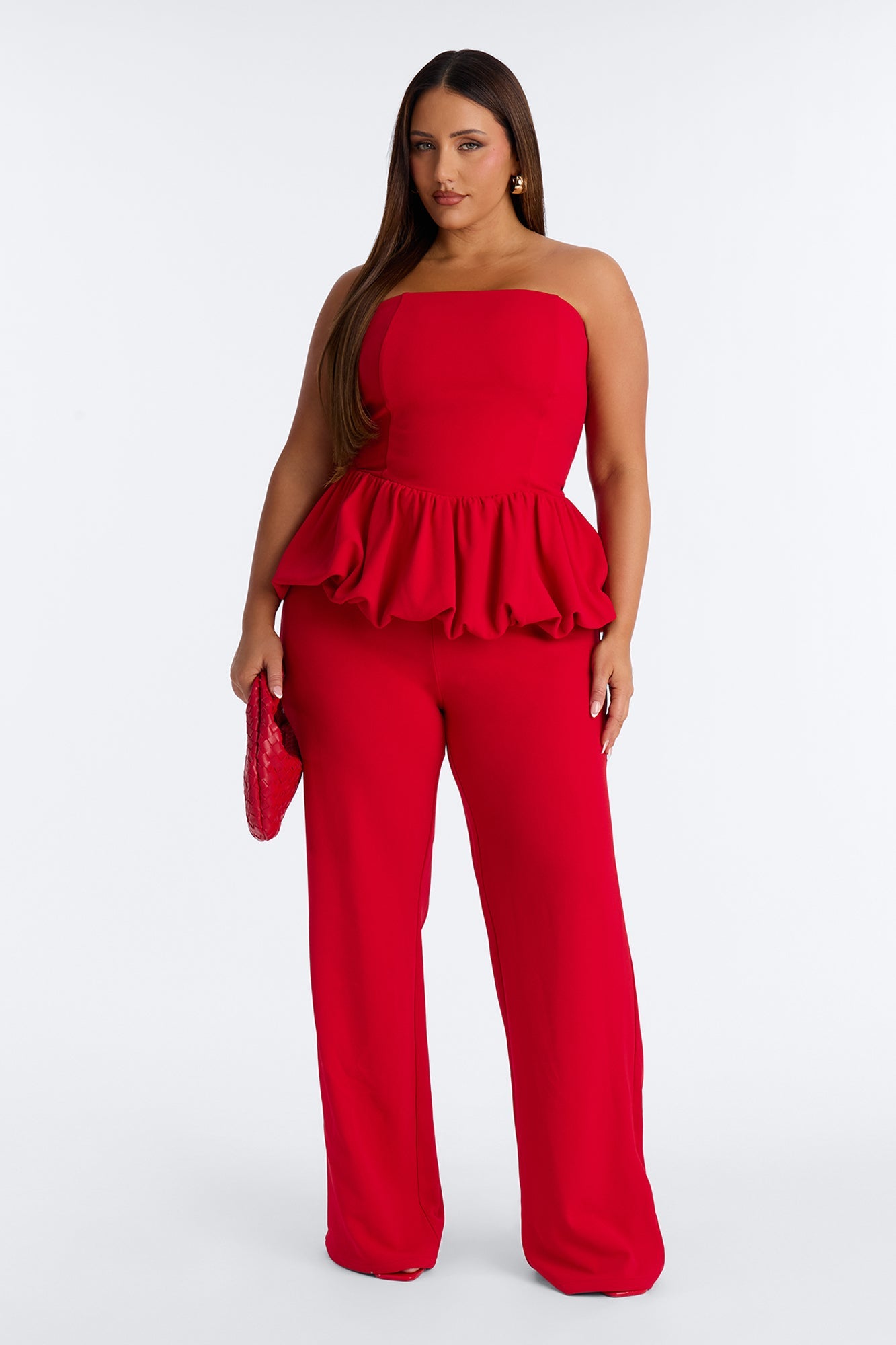 Dream Life Peplum Jumpsuit - Red