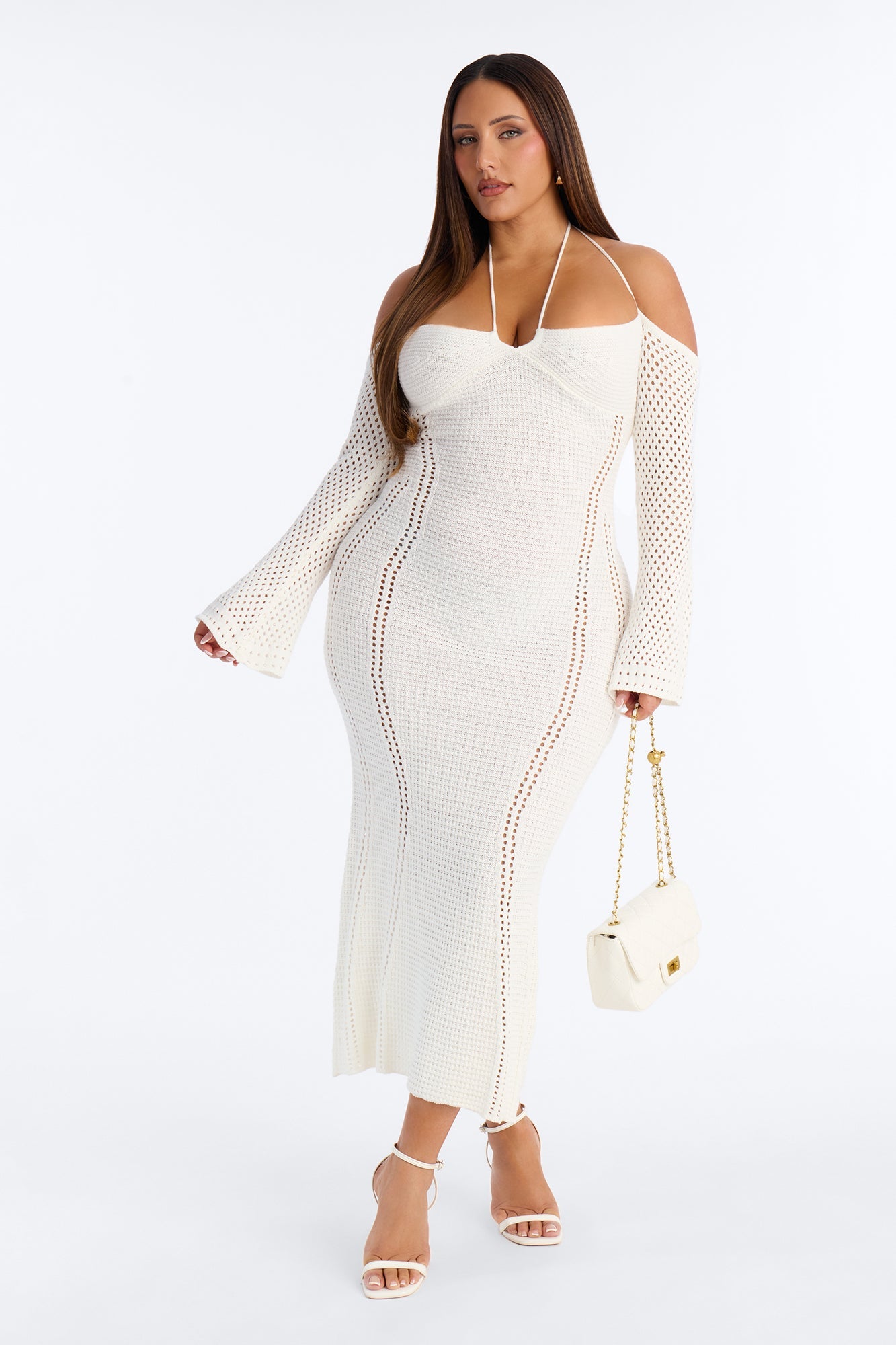 Wanderlust Backless Crochet Maxi Dress - Cream