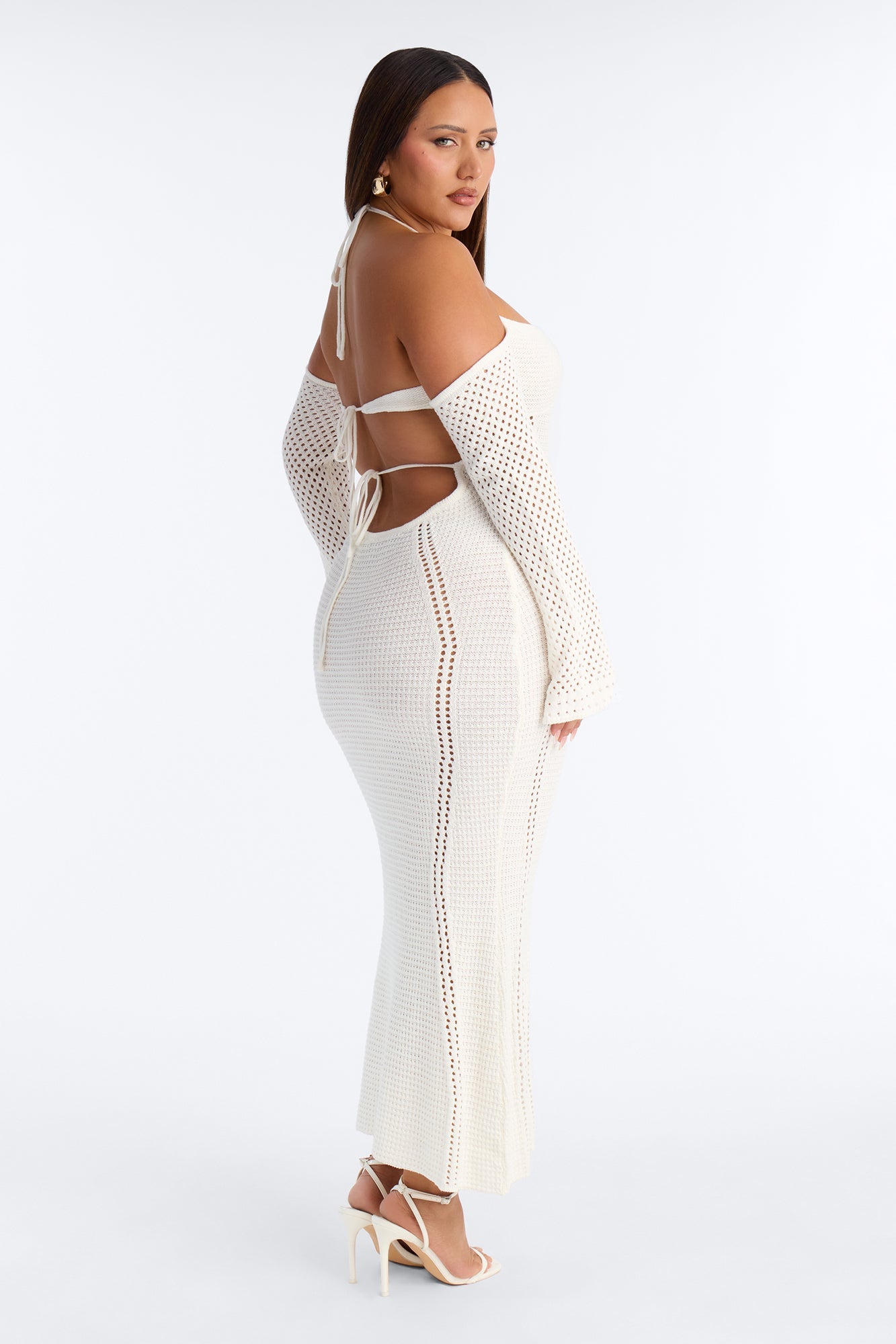 Wanderlust Backless Crochet Maxi Dress - Cream