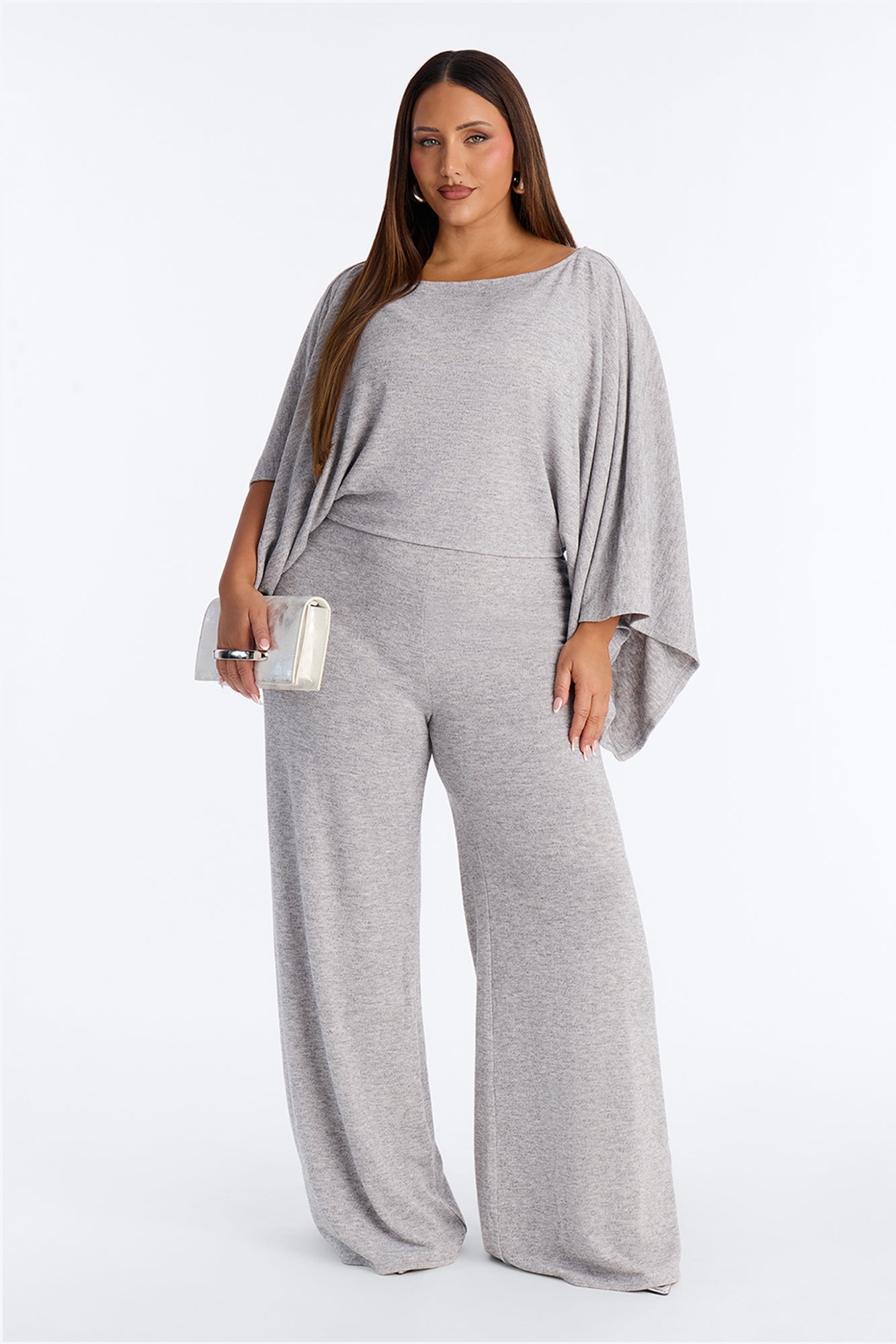 Cozy Sunday Wide Leg 2 Piece Jumpsuit - Heather Grey