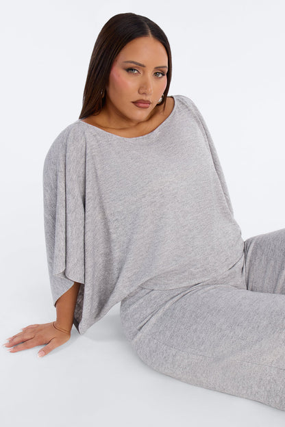 Cozy Sunday Wide Leg 2 Piece Jumpsuit - Heather Grey