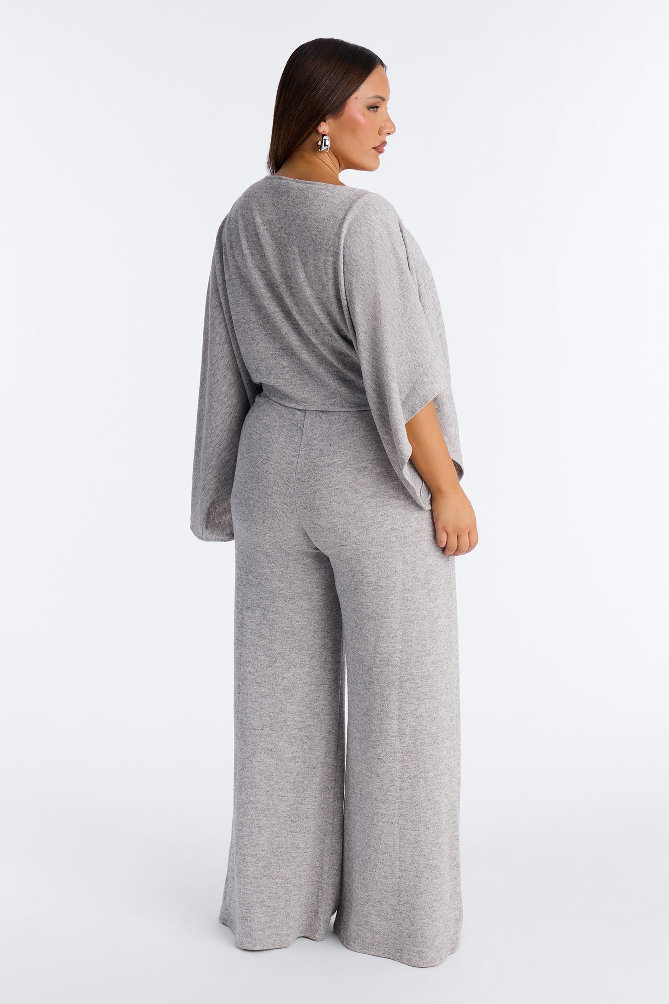 Cozy Sunday Wide Leg 2 Piece Jumpsuit - Heather Grey