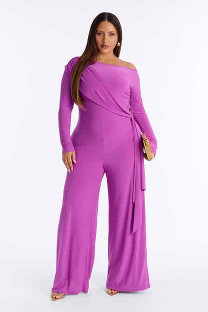Adri Draped Wide Leg Jumpsuit - Magenta