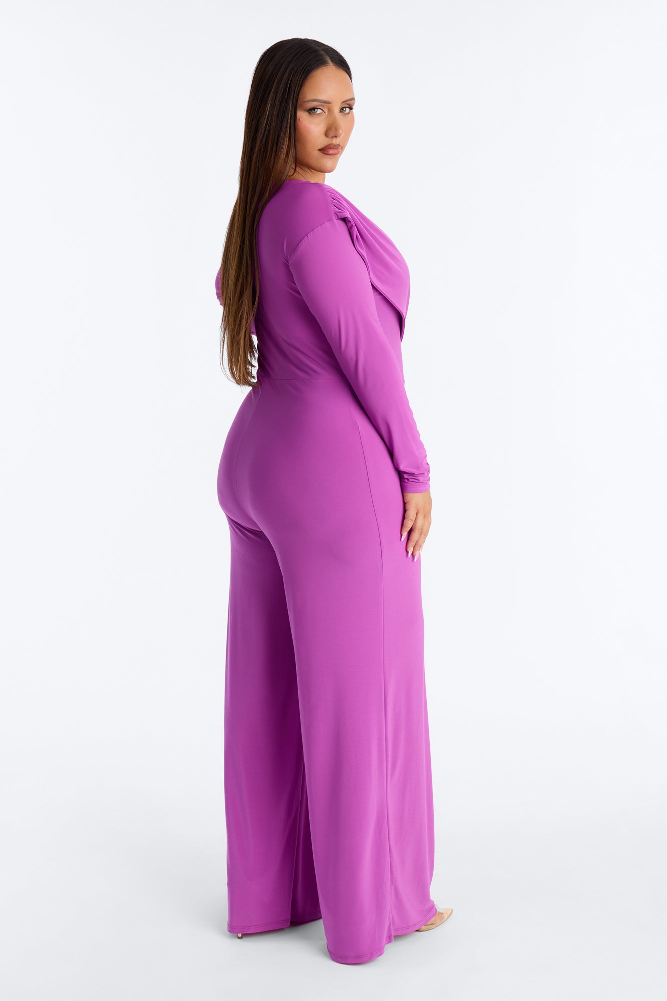 Adri Draped Wide Leg Jumpsuit - Magenta