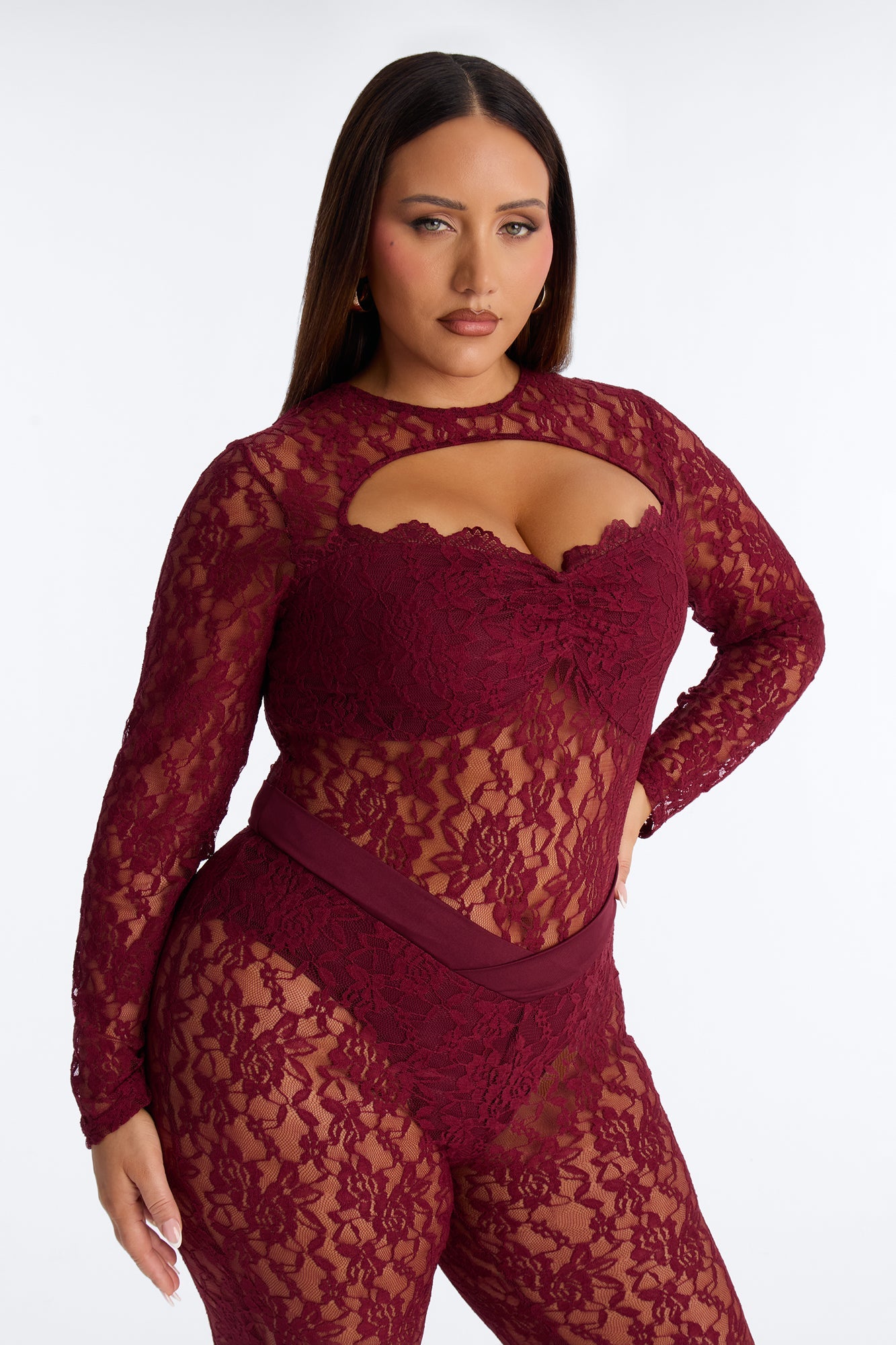 Gypsy Lace Jumpsuit - Burgundy