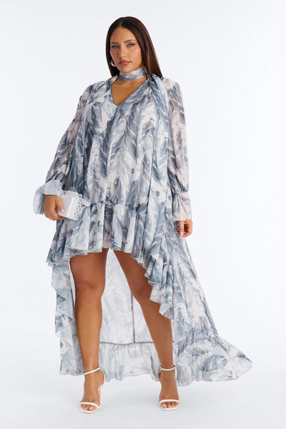 Demi High Low Chiffon Mini Dress - Grey/combo