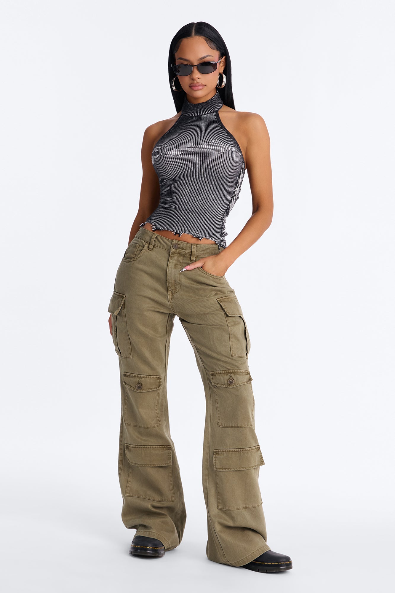 Midnight Market Washed Cargo Flare Pant 33″ - Olive