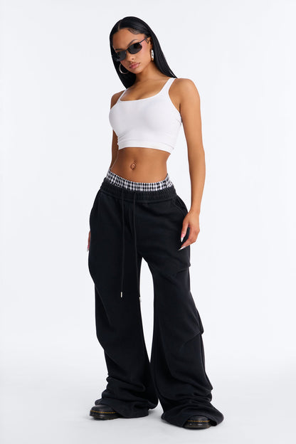Far From Average Washed Mid Rise Stacked Pant 33″ - Black Wash