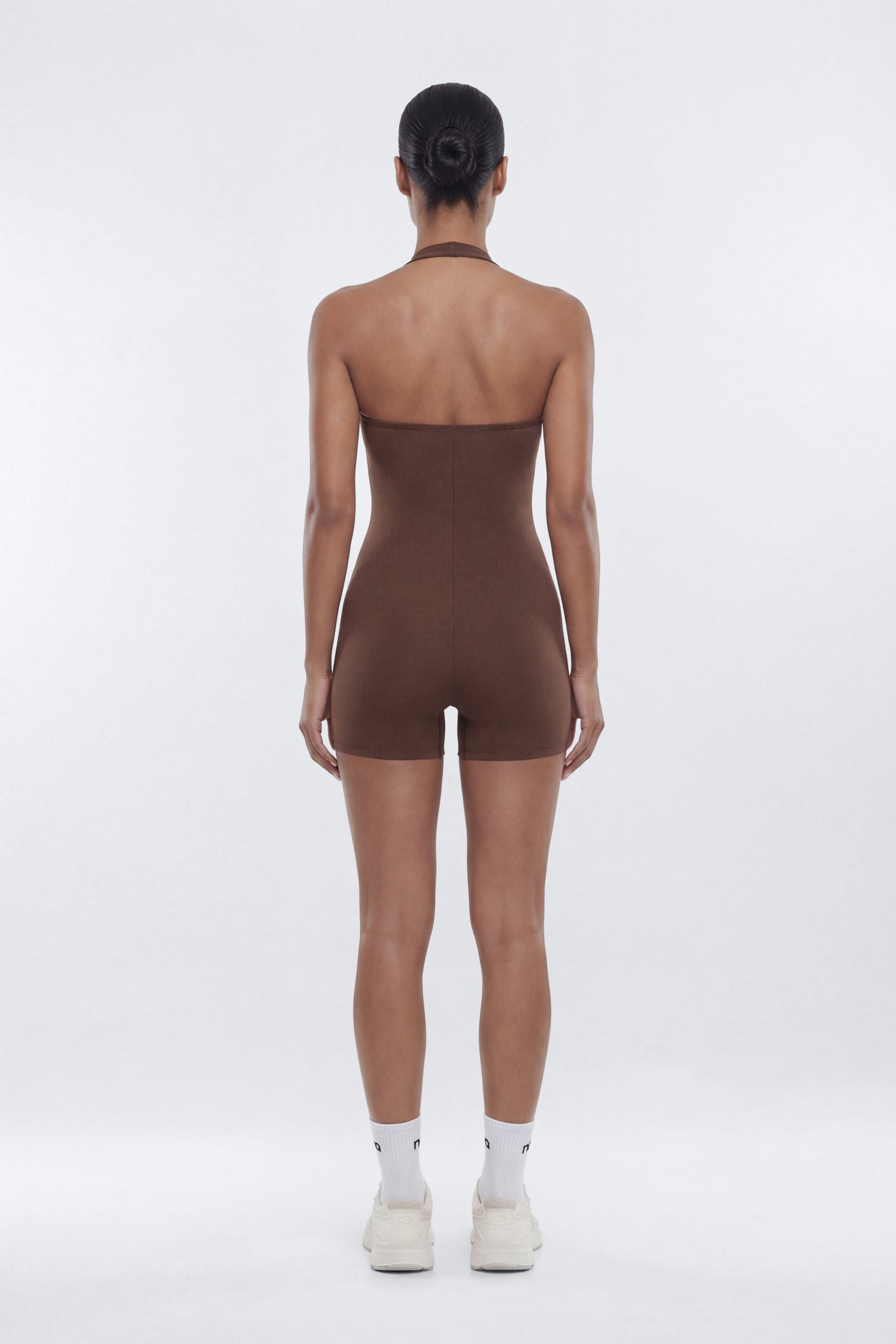 CloudForm™ 3″ Halter Romper - Brown