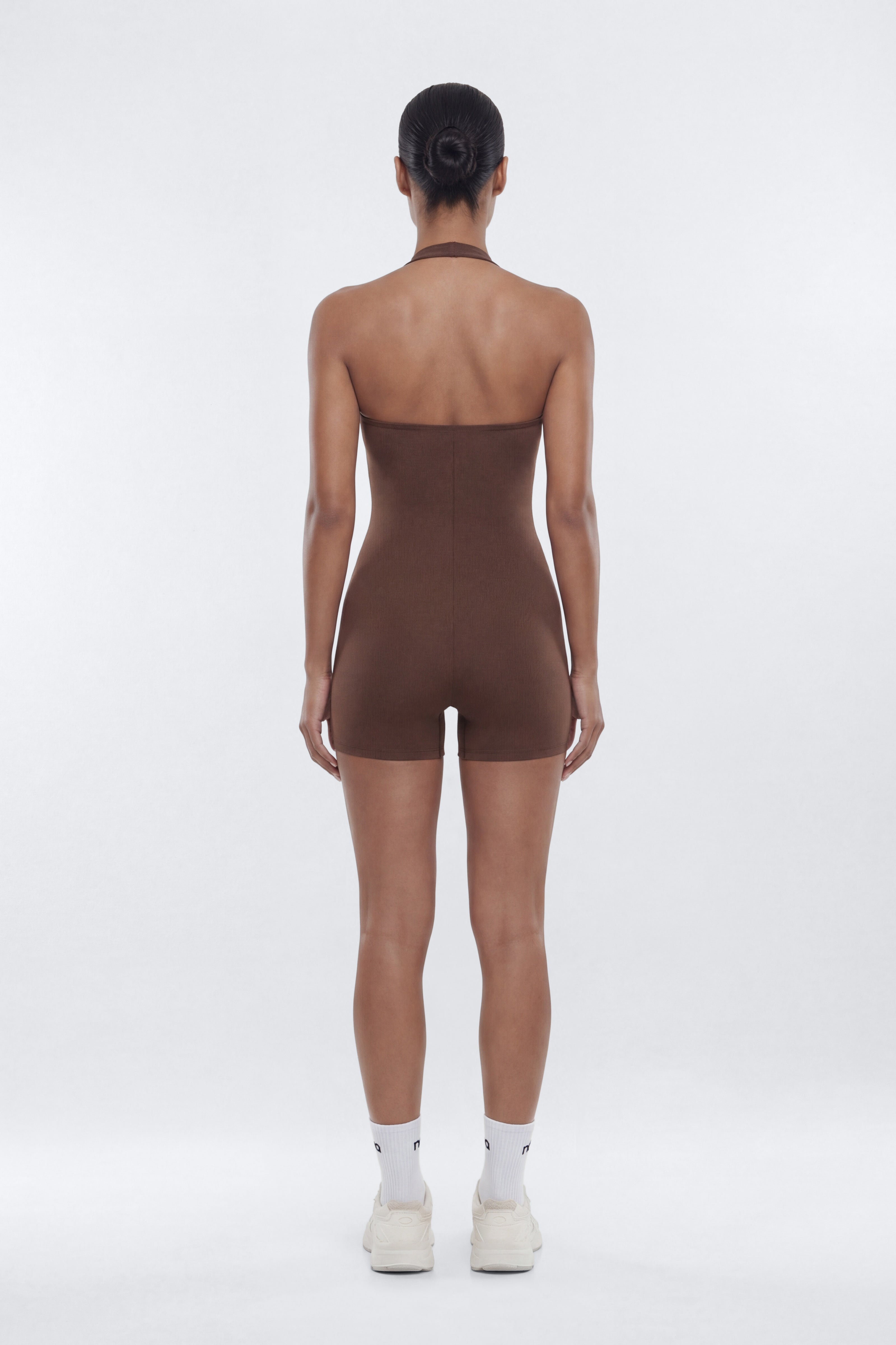CloudForm™ 3″ Halter Romper - Brown