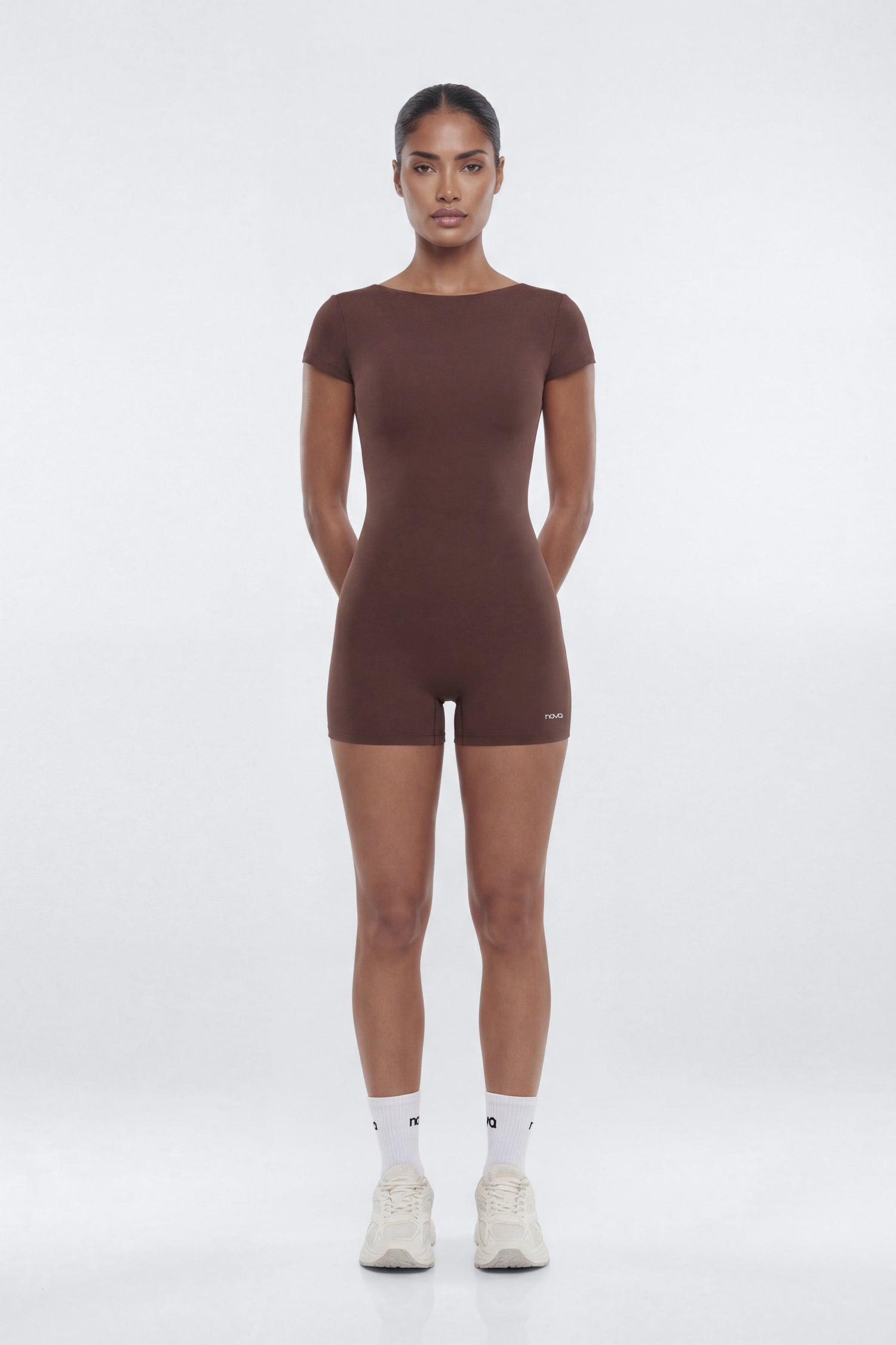 ProStretch™ 3″ Low Back Romper - Brown